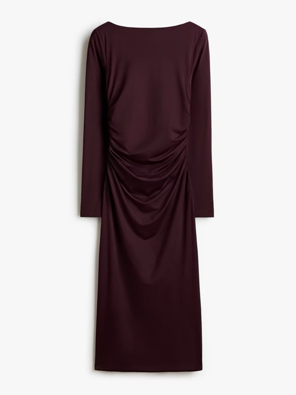 H&M Long Sleeve Bodycon Midi Dress in Burgundy S New - Picture 3 of 6